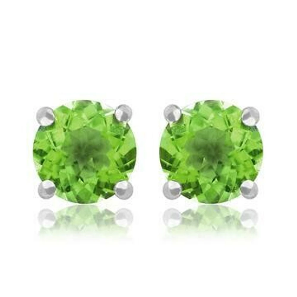 Round Peridot Earrings 14KT Gold