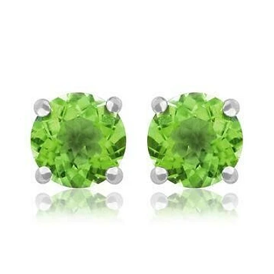 Round Peridot Earrings 14KT Gold