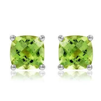 Cushion Peridot Earrings 14KT Gold