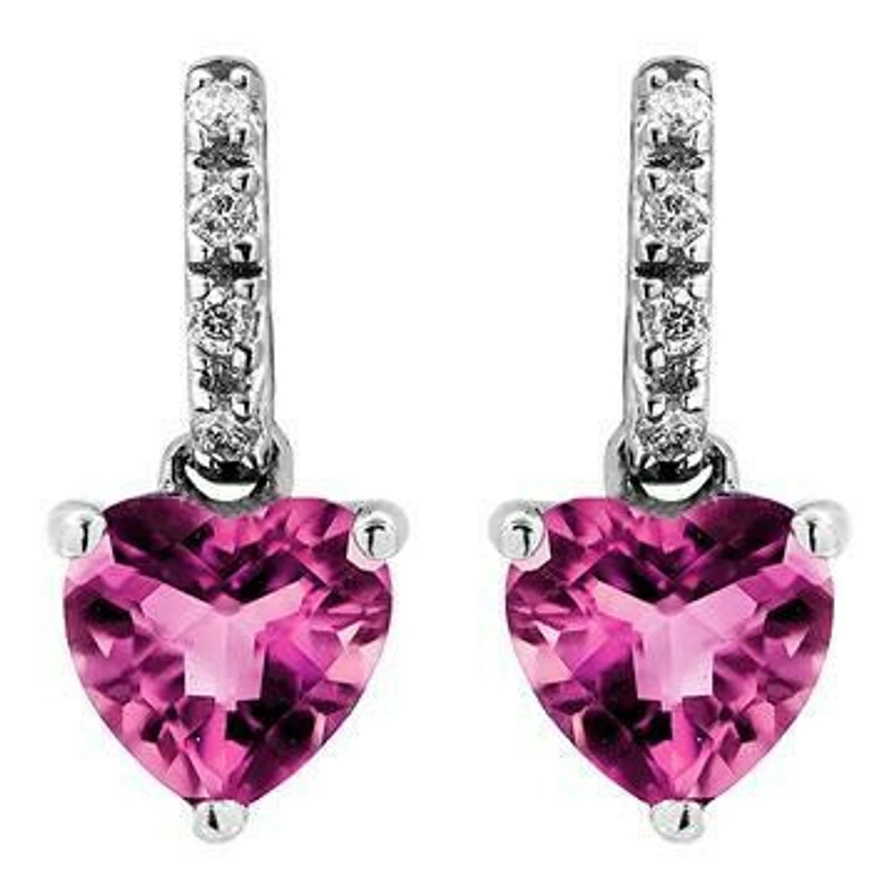 Heart Topaz Earrings with Diamond Accent 14KT Gold