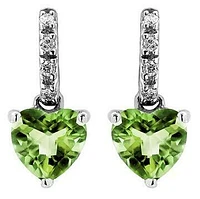 Heart Peridot Earrings with Diamond Accent 14KT Gold