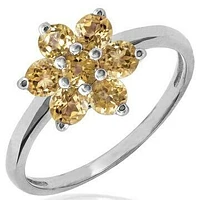 Floral Citrine Cluster Ring 14KT Gold