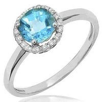 Topaz Ring with Diamond Halo 14KT Gold