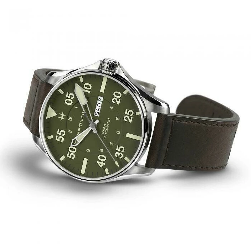 Khaki Aviation Green Dial 46MM Automatic Pilot Schott NYC - Limited Edition H64735561