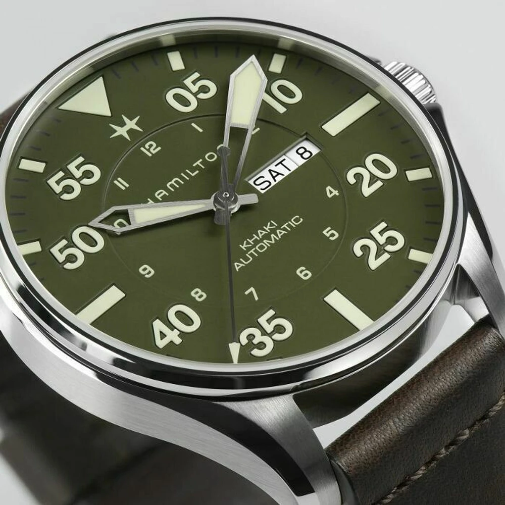 Khaki Aviation Green Dial 46MM Automatic Pilot Schott NYC - Limited Edition H64735561