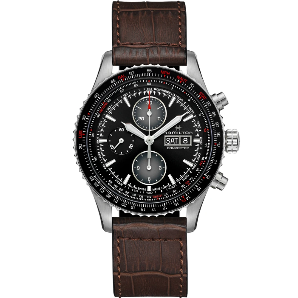 Khaki Aviation Black Dial 44MM Converter Automatic Chrono  H76726530