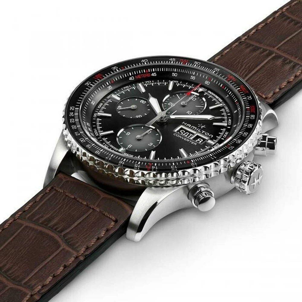 Khaki Aviation Black Dial 44MM Converter Automatic Chrono  H76726530