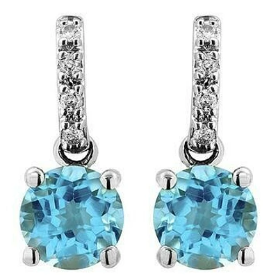 Topaz Earrings with Diamond Accent 14KT Gold