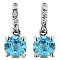 Topaz Earrings with Diamond Accent 14KT Gold