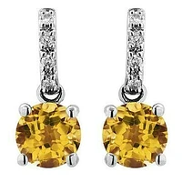 Citrine Earrings with Diamond Accent 14KT Gold