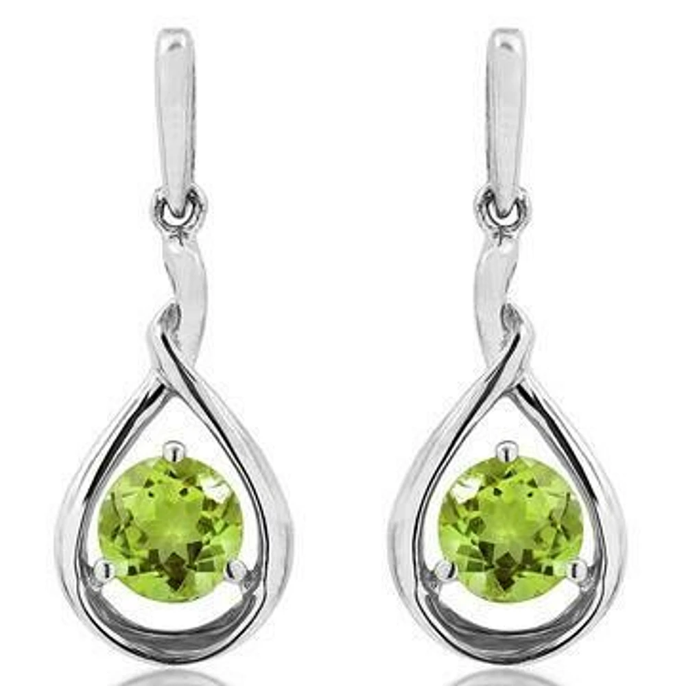 Peridot Dangle Teardrop Earrings 14KT Gold