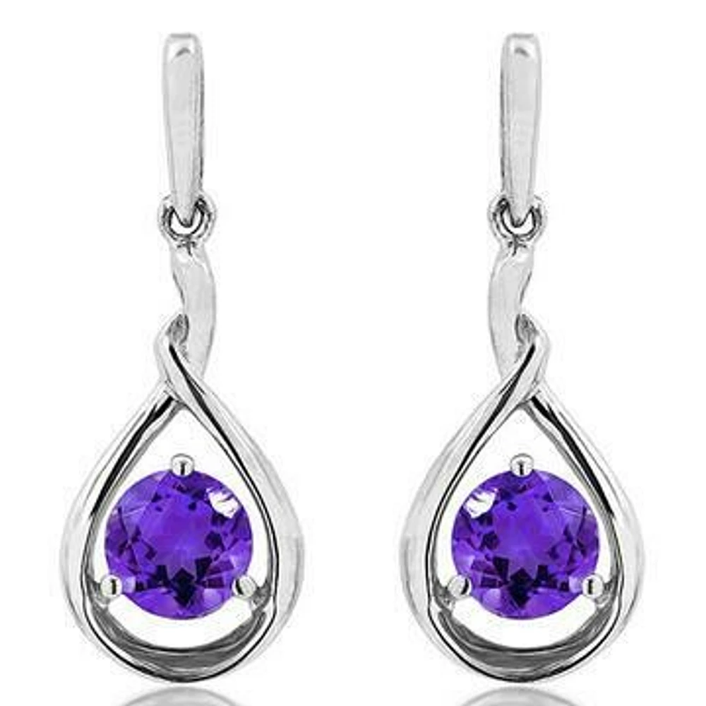 Amethyst Dangle Teardrop Earrings 14KT Gold