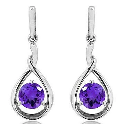 Amethyst Dangle Teardrop Earrings 14KT Gold