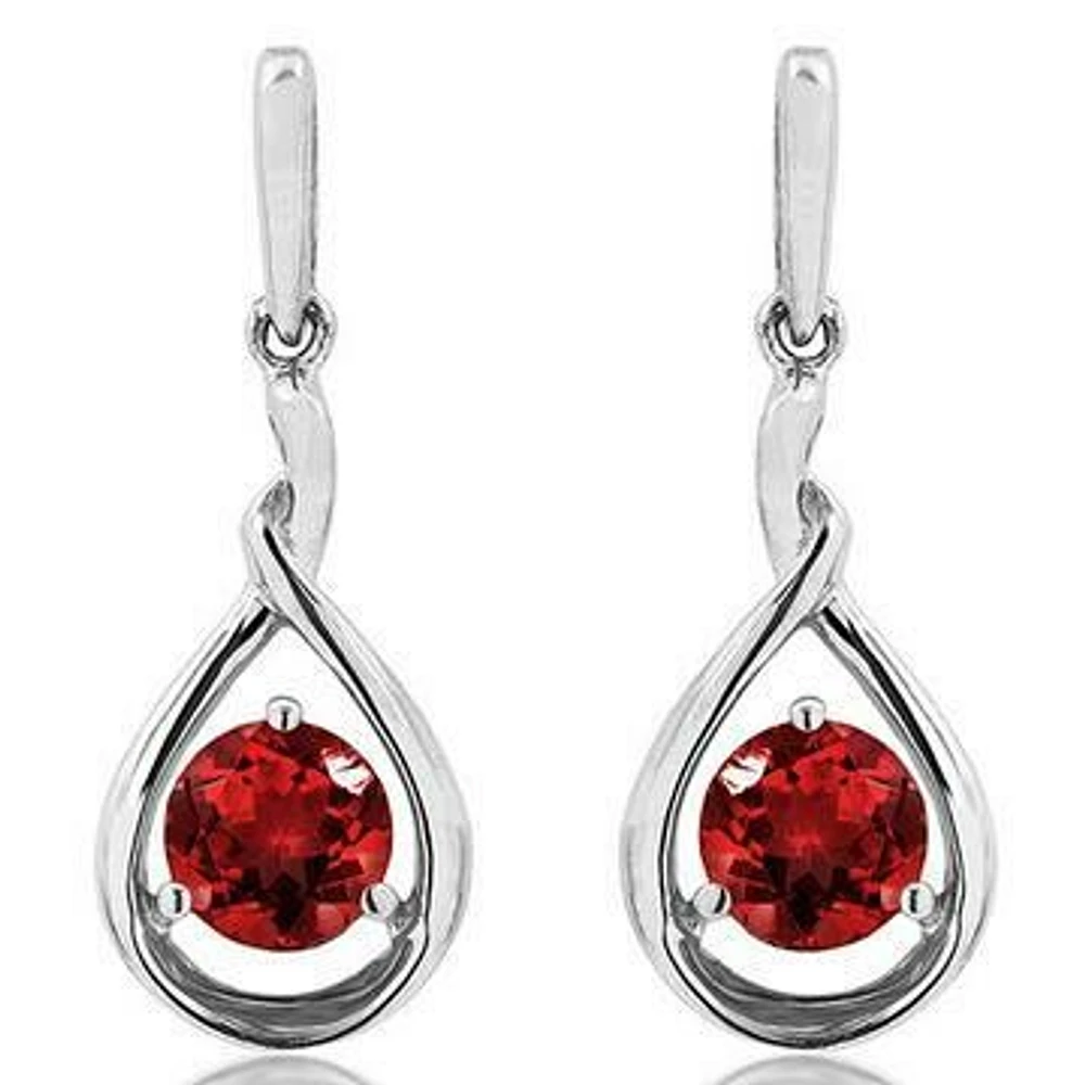 Garnet Dangle Teardrop Earrings 14KT Gold