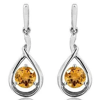 Citrine Dangle Teardrop Earrings 14KT Gold