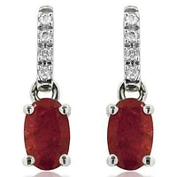 Oval Ruby Earrings with Diamond Accent 14KT Gold