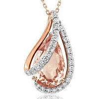 Morganite Teardrop Pendant with Diamond Accent Rose Gold