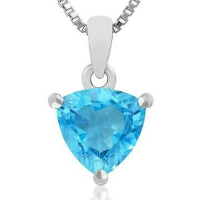 Triangular Blue Topaz Pendant 14KT Gold