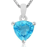 Triangular Blue Topaz Pendant 14KT Gold