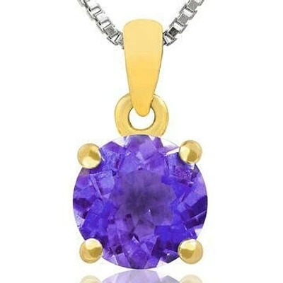 Round Amethyst Pendant 14KT Gold