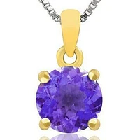 Round Amethyst Pendant 14KT Gold