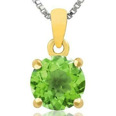 Round Peridot Pendant Yellow Gold