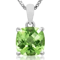 Cushion Peridot Pendant 14KT Gold