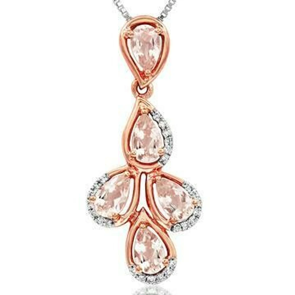 Morganite Dangle Pendant with Diamond Accent 14KT Rose Gold