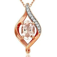 Teardrop Morganite Pendant with Diamond Accent 14KT Rose Gold