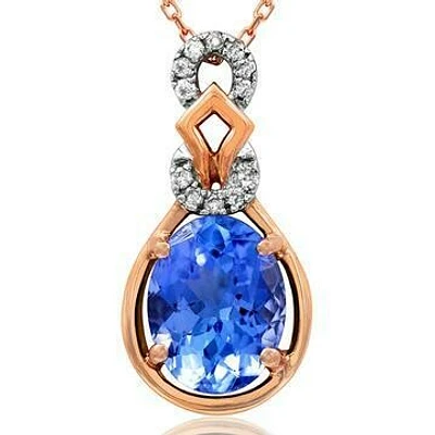 Oval Tanzanite Pendant with Diamond Accent 14KT Gold