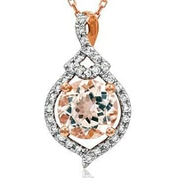 Round Morganite Pendant with Diamond Frame 14KT Rose Gold