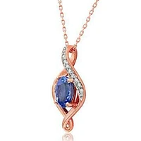 Teardrop Tanzanite Pendant with Diamond Accent 14KT Rose Gold