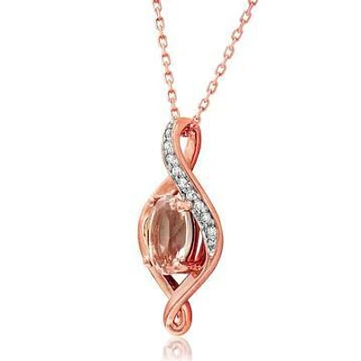 Teardrop Morganite Pendant with Diamond Accent 14KT Rose Gold