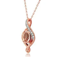 Teardrop Morganite Pendant with Diamond Accent 14KT Rose Gold