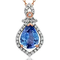 Teardrop Tanzanite Pendant with Diamond Frame 14KT Rose Gold