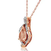 Morganite Leaf Pendant with Diamond Frame 14KT Rose Gold