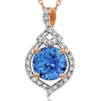 Round Tanzanite Pendant with Diamond Frame 14KT Rose Gold