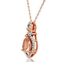 Teardrop Morganite Pendant with Diamond Frame 14KT Rose Gold