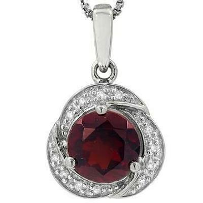 Whirl Garnet Pendant with Diamond Frame 14KT Gold