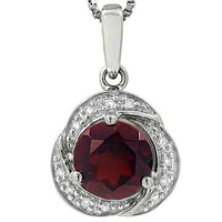 Whirl Garnet Pendant with Diamond Frame 14KT Gold