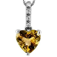 Heart Citrine Pendant with Diamond Bail 14KT Gold