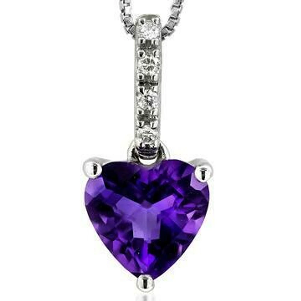 Heart Amethyst Pendant with Diamond Bail 14KT Gold