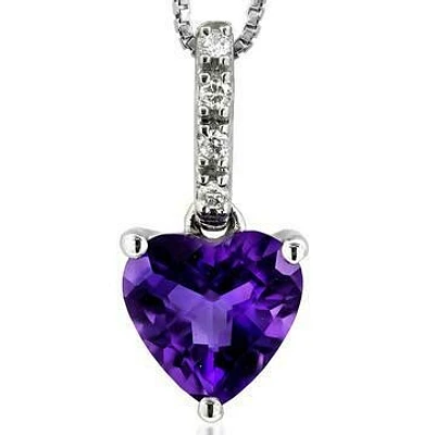 Heart Amethyst Pendant with Diamond Bail 14KT Gold