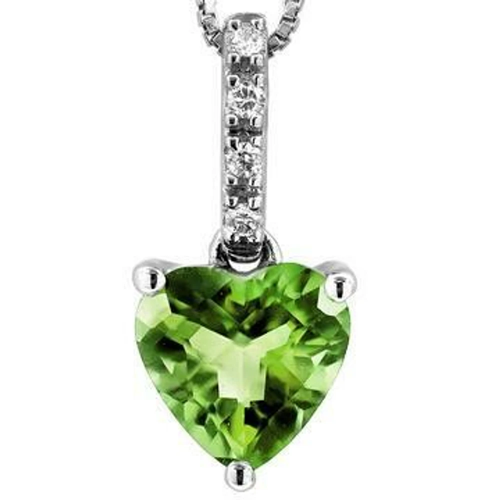 Heart Peridot Pendant with Diamond Bail 14KT Gold