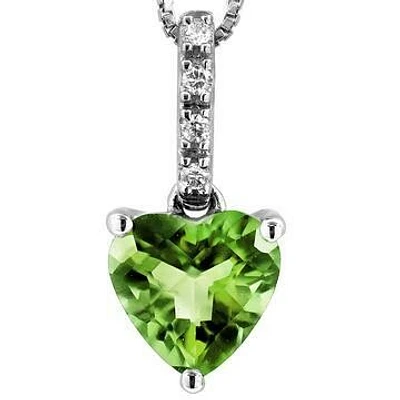 Heart Peridot Pendant with Diamond Bail 14KT Gold