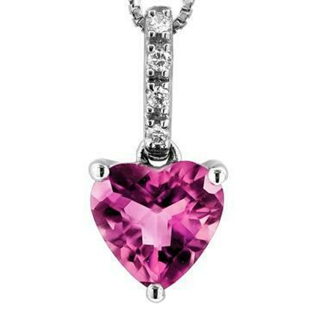 Heart Topaz Pendant with Diamond Bail 14KT Gold