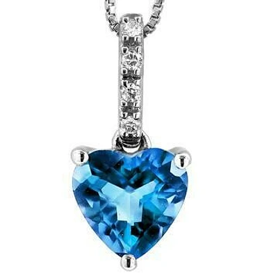 Heart Topaz Pendant with Diamond Bail 14KT Gold