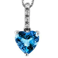 Heart Topaz Pendant with Diamond Bail 14KT Gold