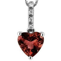 Heart Garnet Pendant with Diamond Bail 14KT Gold