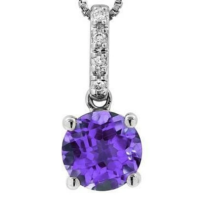 Amethyst Pendant with Diamond Bail 14KT Gold